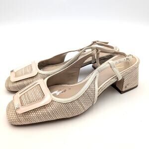 Sam Edelman Tracie Slingback Pump Women's Square Toe Light Natural Size US7 EU37